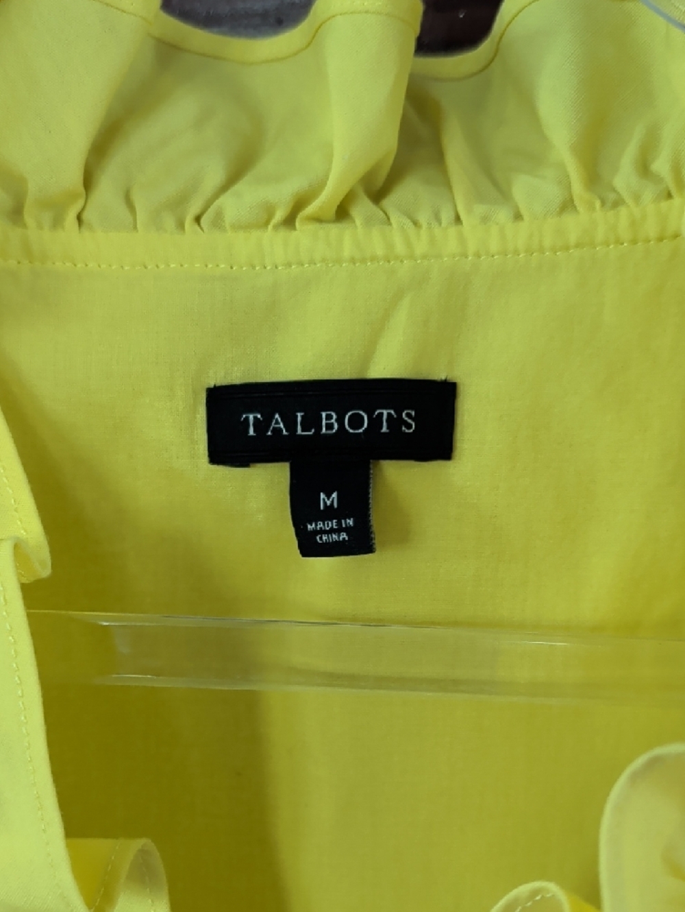 Talbots Yellow Sleeveless Ruffle-V Neck Floral Appliqué Top M - Picture 2 of 8